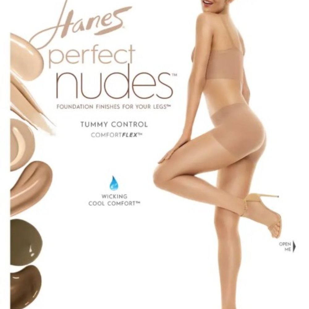 🥳 3/20  Hanes Perfect Nudes Tummy Control Pantyhose Hosiery - Tan/Nude 5